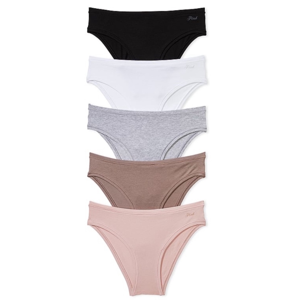 PINK 5-pack Cotton Cheeky Panties in Spring Basic